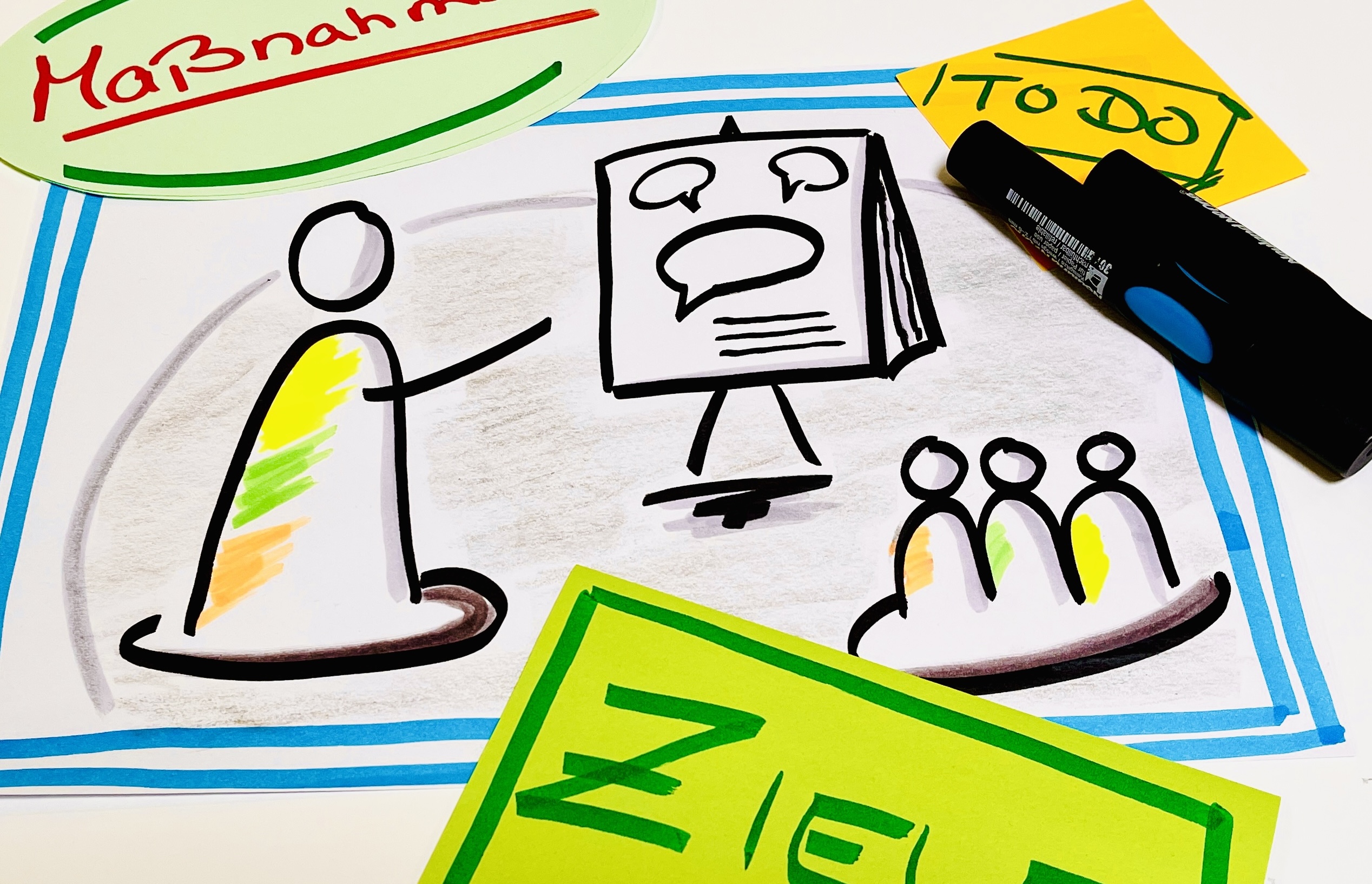 Kreativer Workshop in einem hellen Büroraum mit Moderationskarten